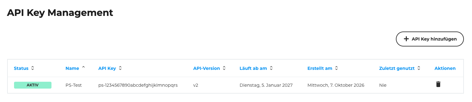 API-Key-Übersicht