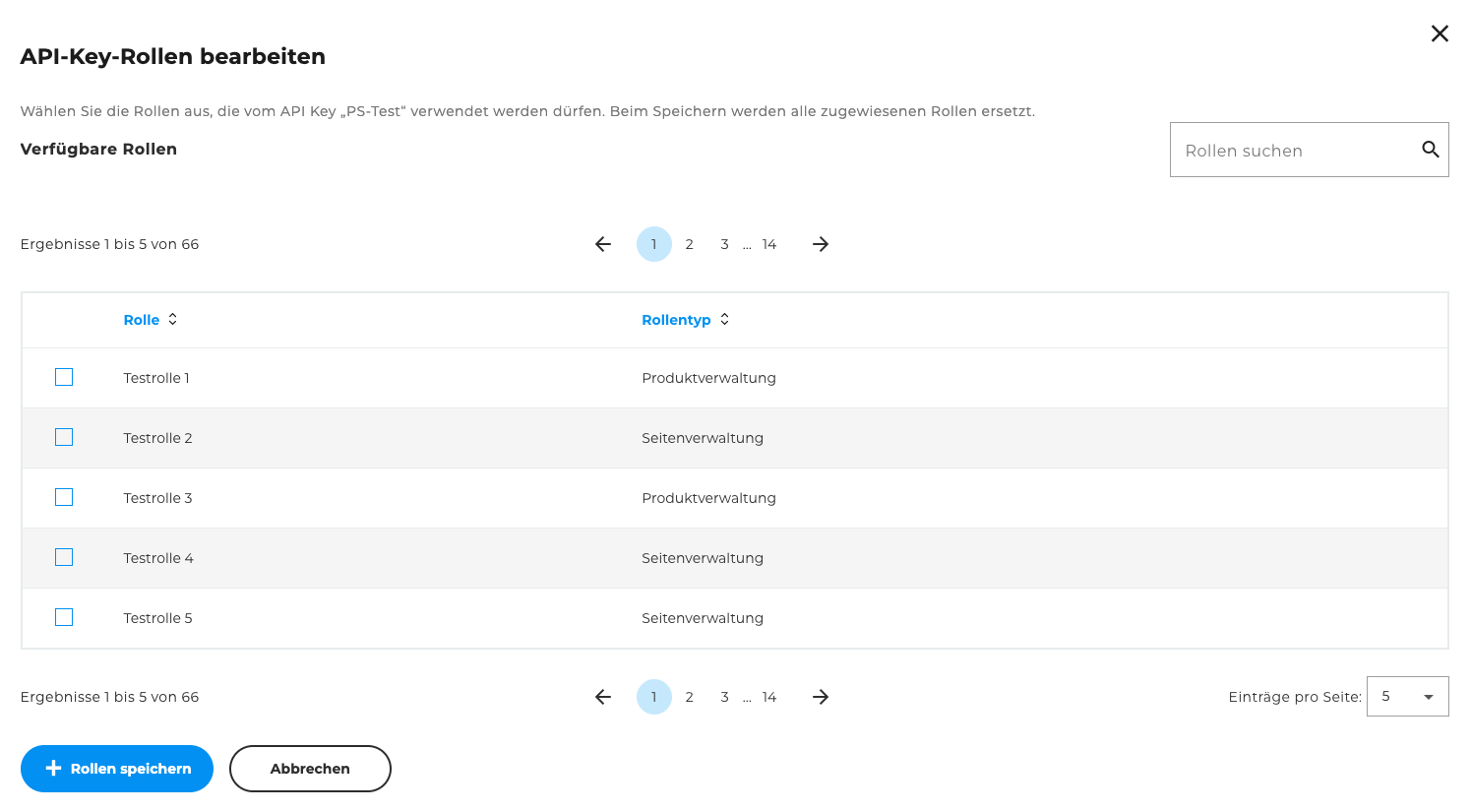 IAM Berechtigungen Pop-Up