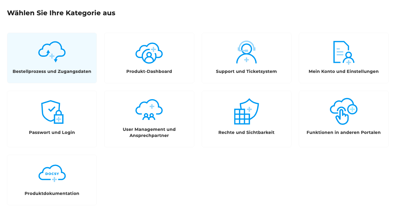 FAQ Kategorie Auswahl