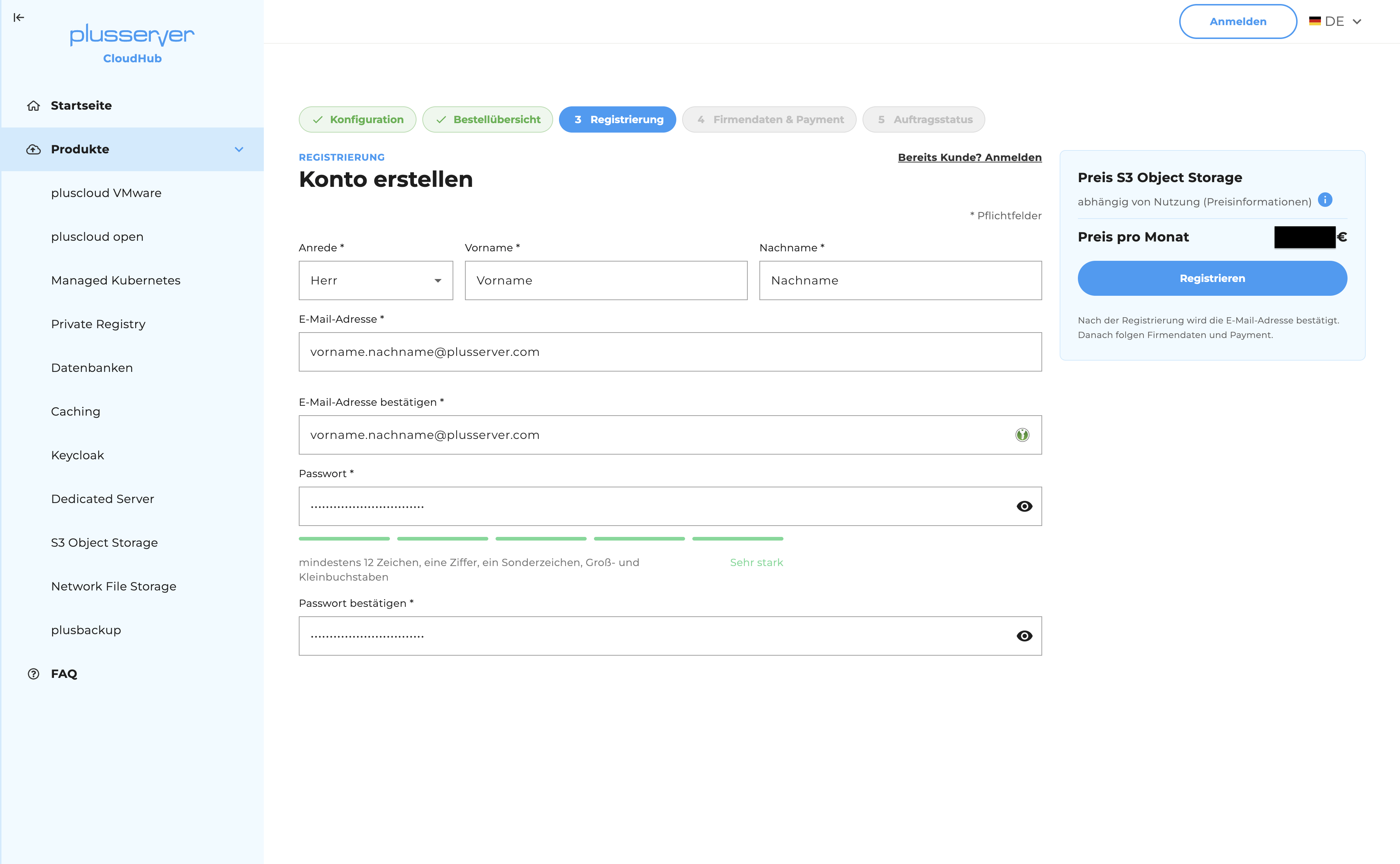 CloudHub - Konto erstellen