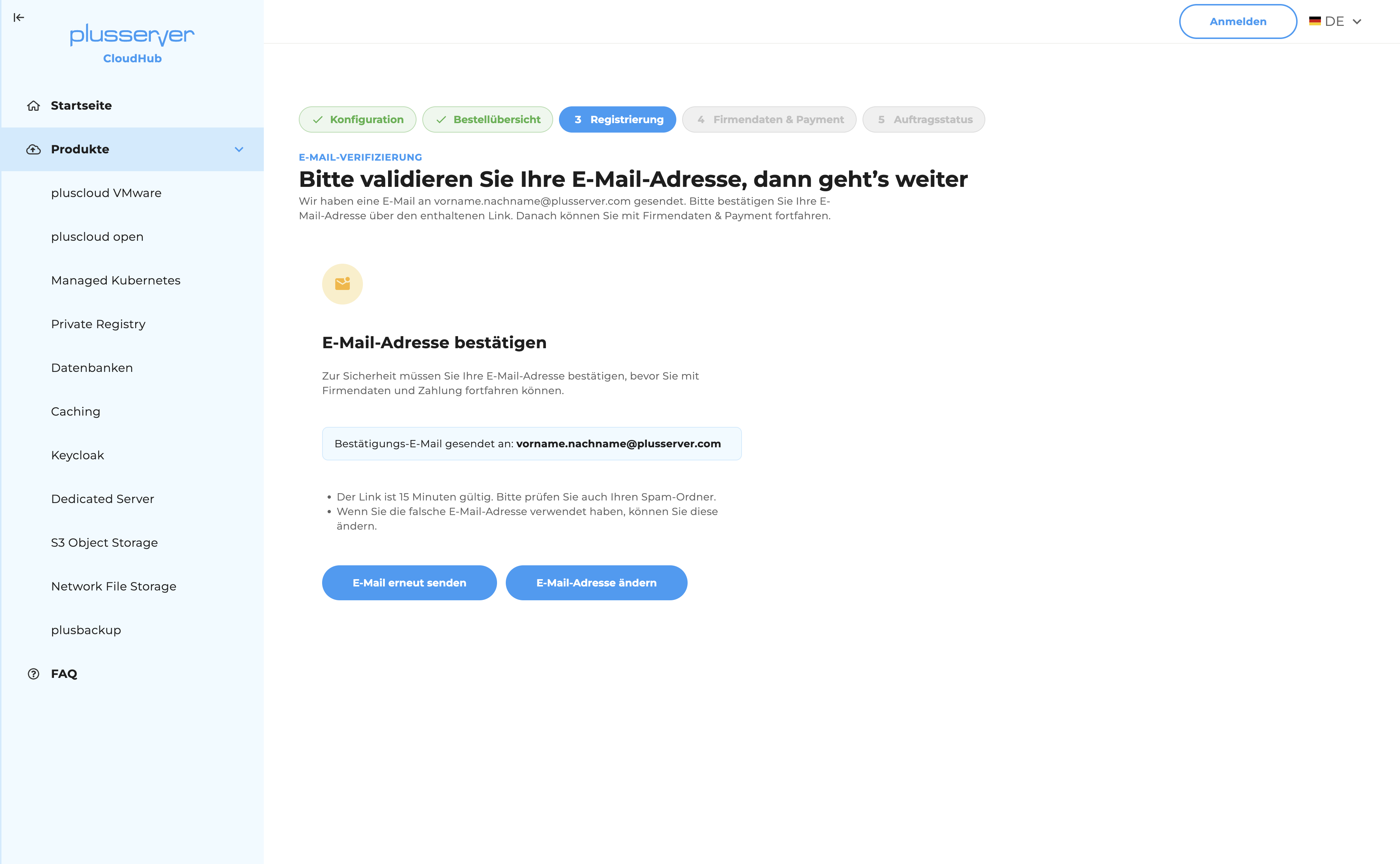 CloudHub - E-Mail-Adresse bestätigen