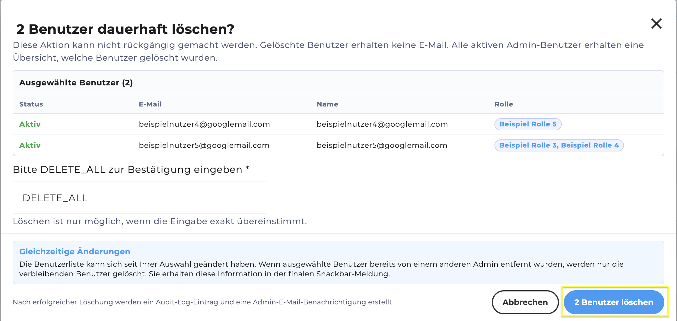 Mehrfachlöschung bestätigen