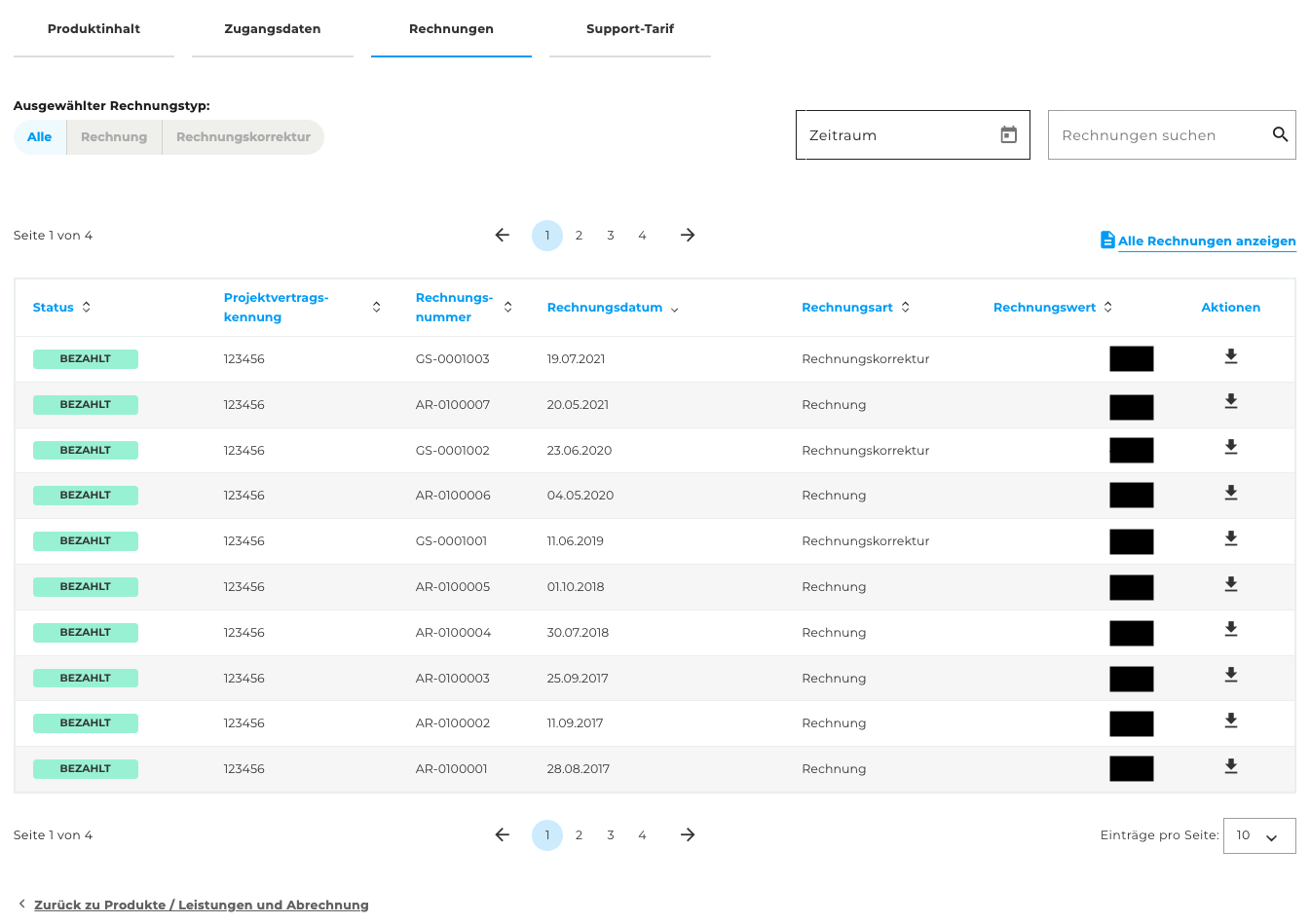 Weitere Inhalte - Rechnungen