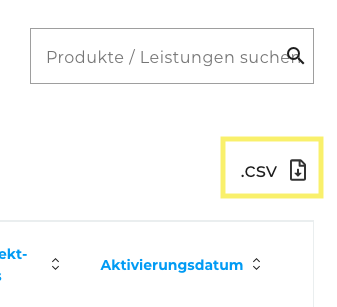 Produktübersicht - Herunterladen CSV