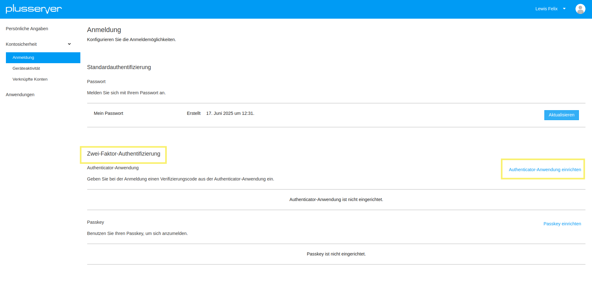 Bild der Keycloak-Seite