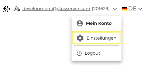 Einstellungen in der Topbar