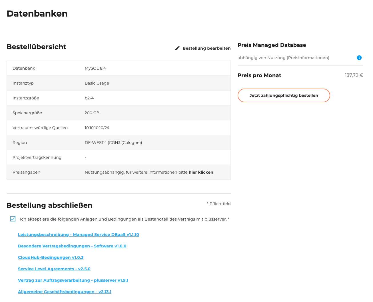Datenbanken Bestellübersicht