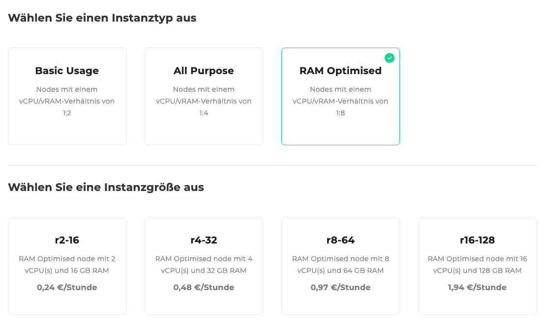 Datenbanken Instanztyp RAM Optimised
