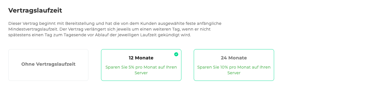 Dedicated Server Vertragslaufzeit