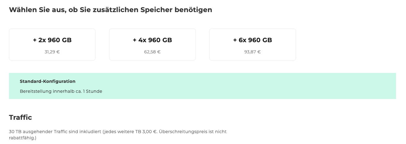 Dedicated Server extra Speicher
