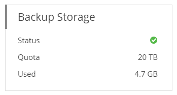 Screenshot: Backup-Storage-Widget des Backup-Portals