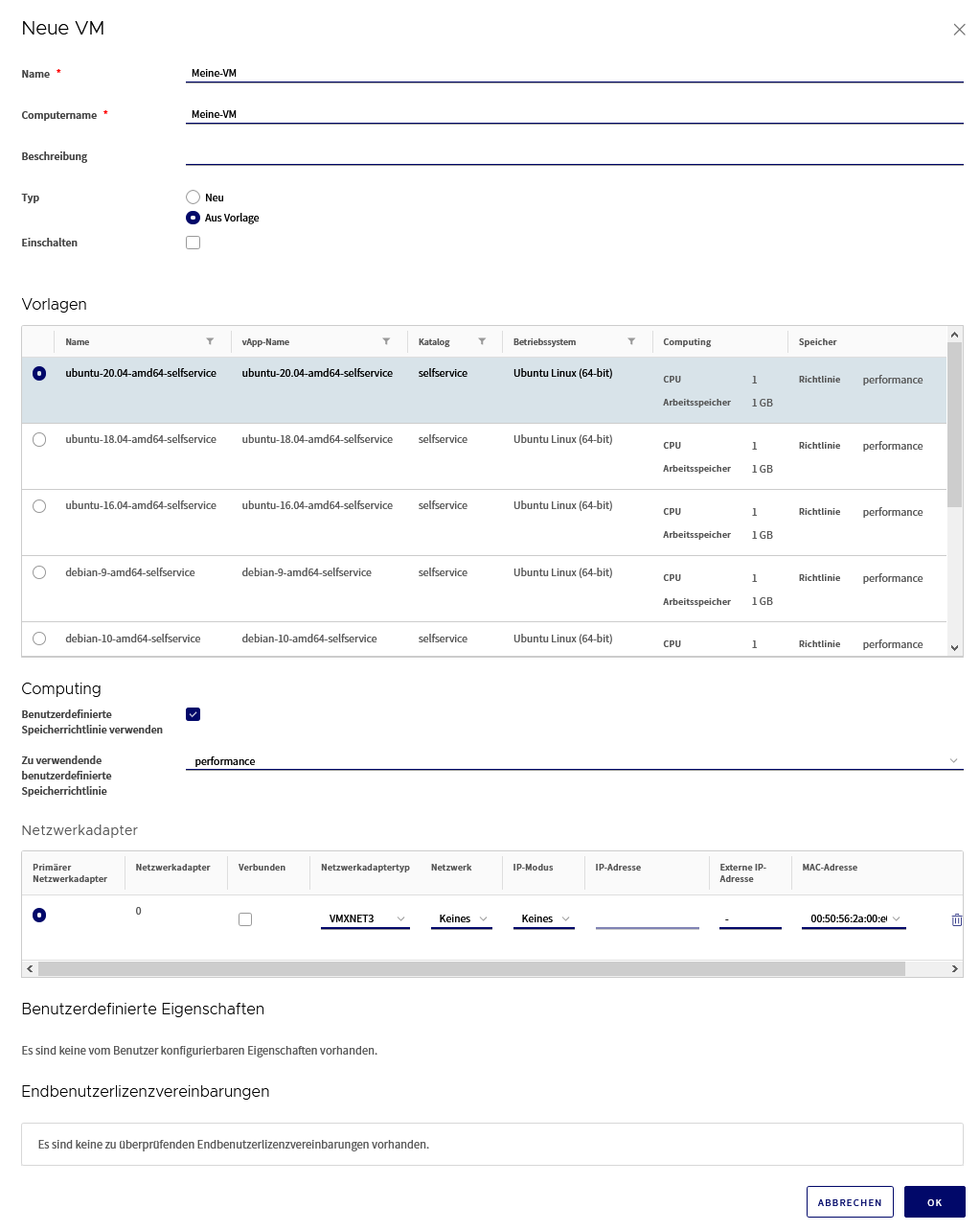 Screenshot: VM aus Template erstellen