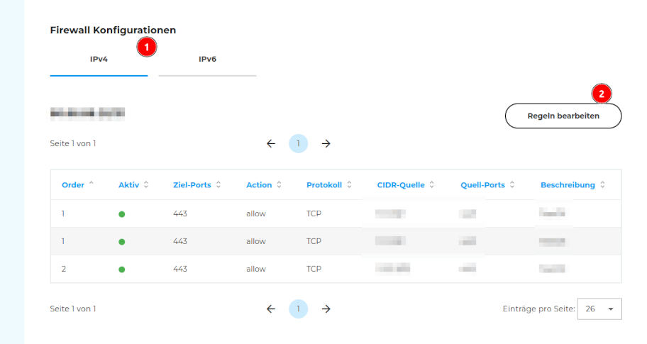 Firewall Regeln im Cloudhub