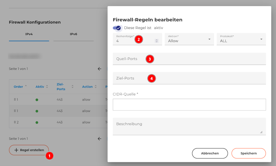 Firewall Regeln editieren