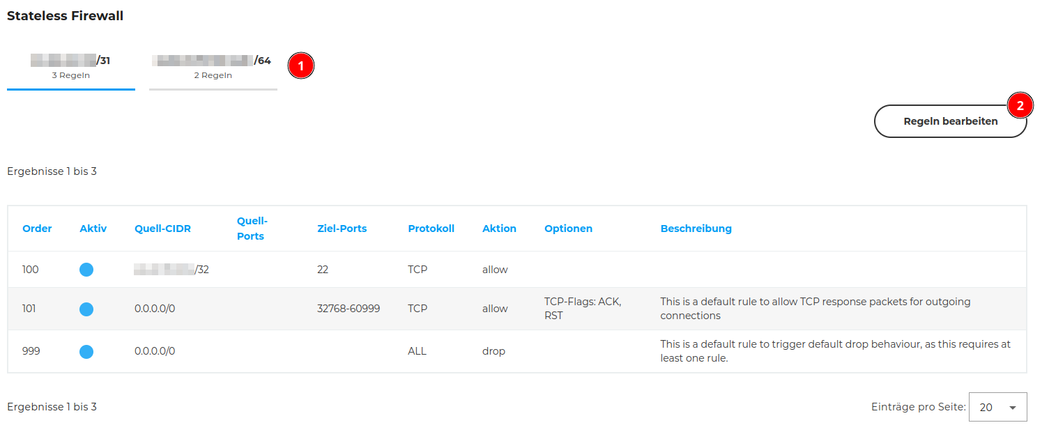 Firewallregeln im CloudHub