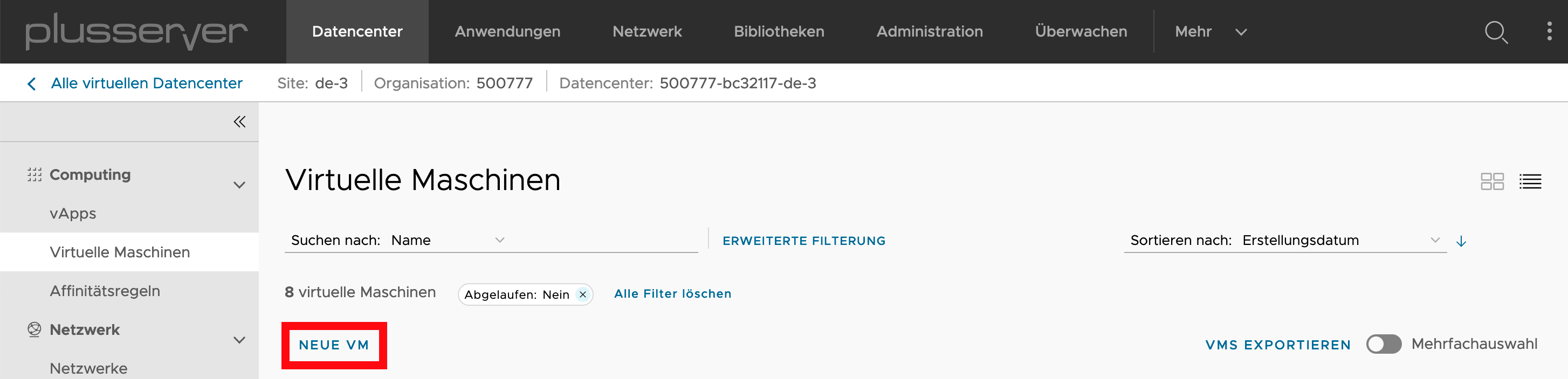 Neue VM anlegen