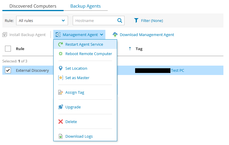 Screenshot: Management Agenten Restarten Screenshot: Management Agenten Restarten
