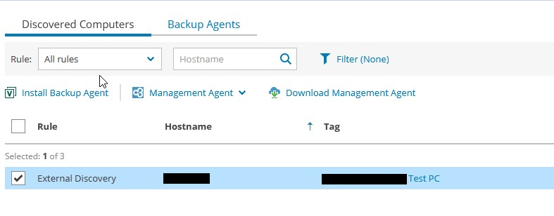 Screenshot: Button Install Backup Agent Screenshot: Button Install Backup Agent