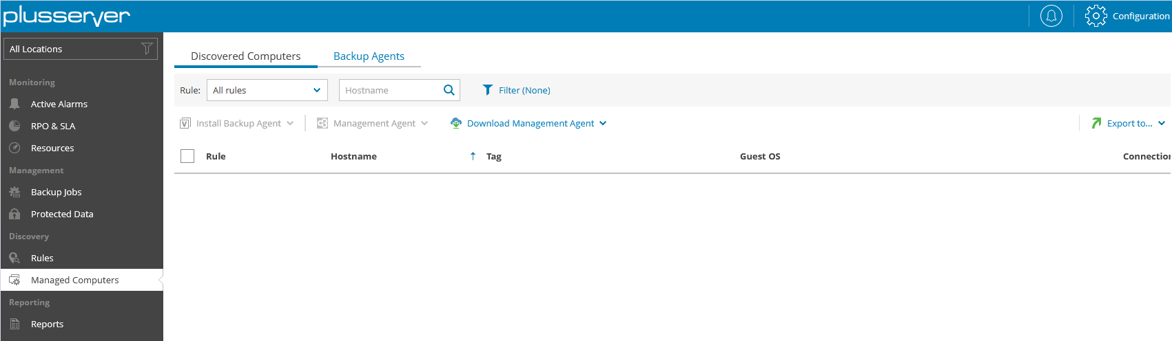 Screenshot: Managed Computers ausgewählt
