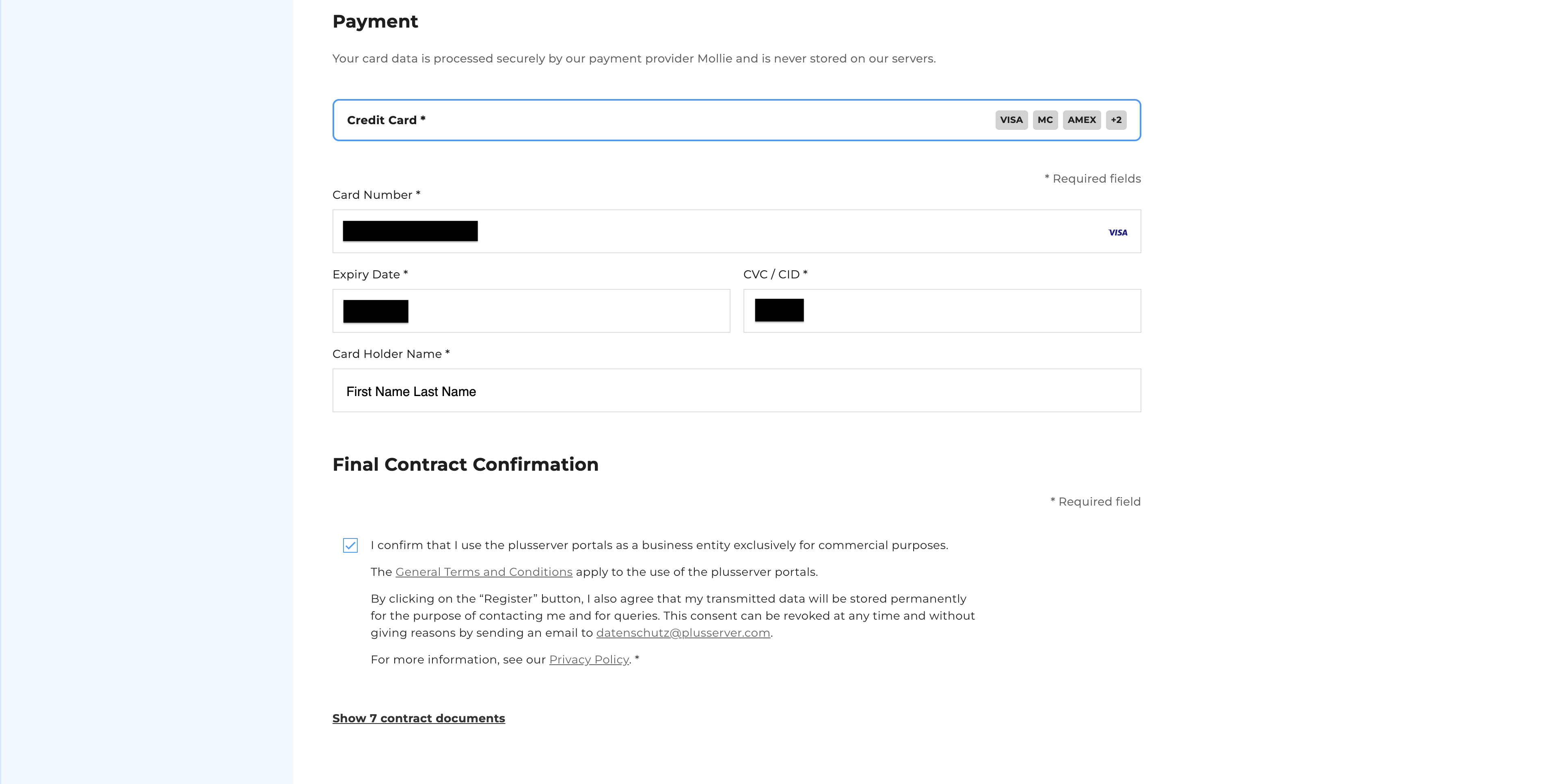 CloudHub - Payment and final contract confirmation