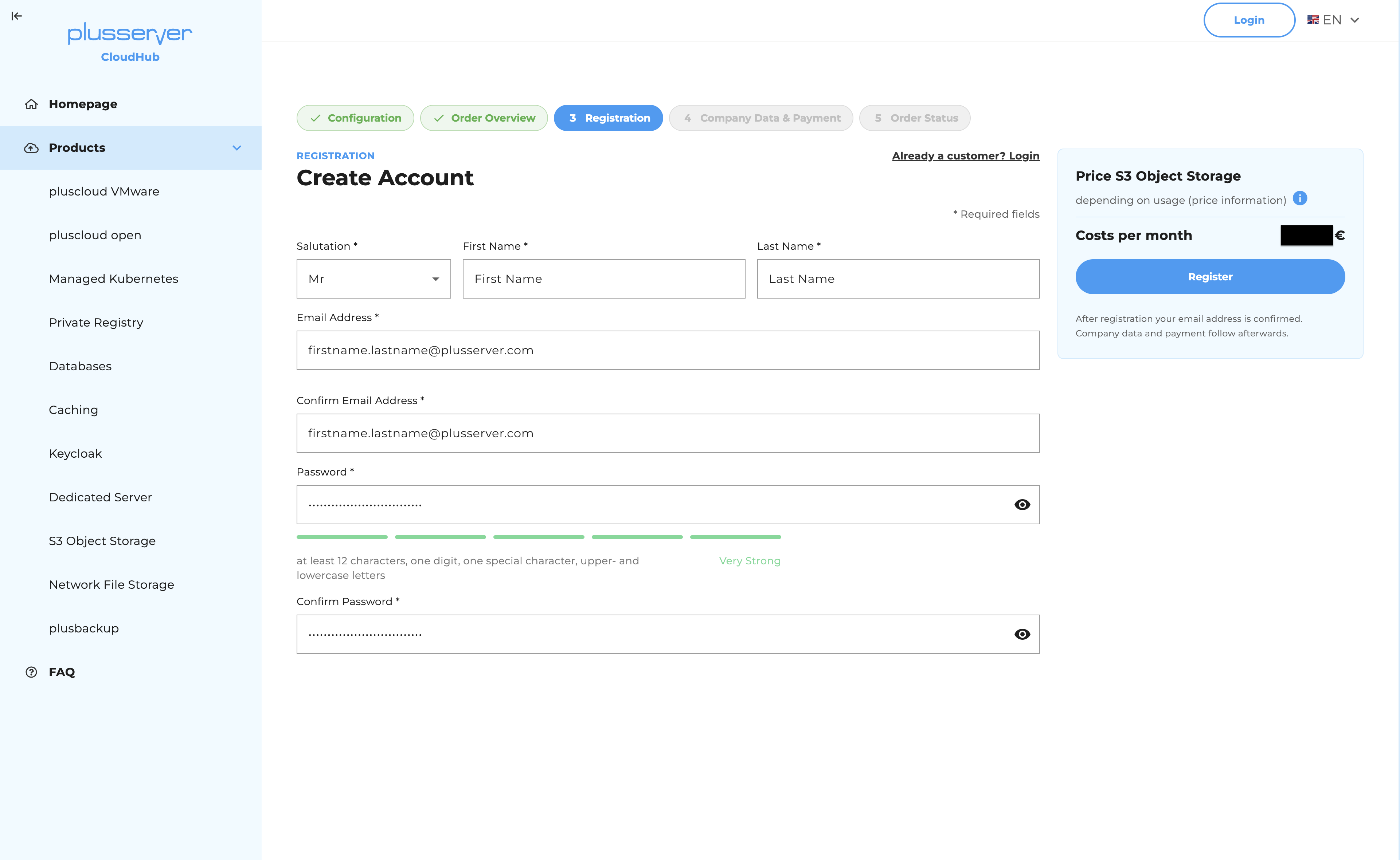 CloudHub - Create account