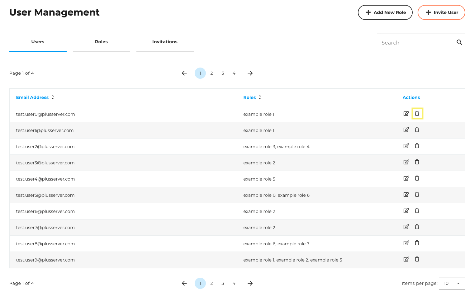 Select user to delete