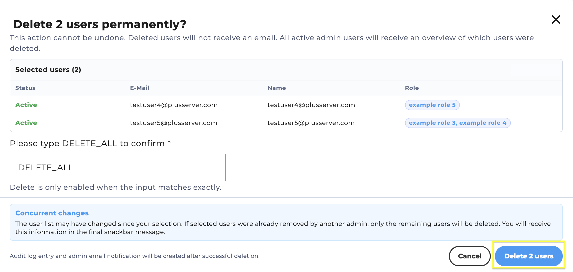 Confirm multi-deletion