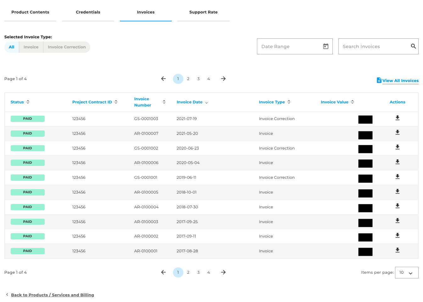 Further content - Invoices