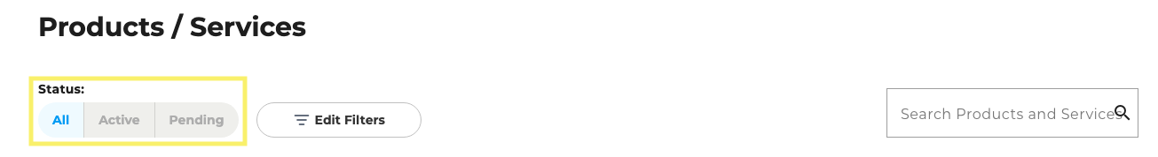 Product overview - Filter by status