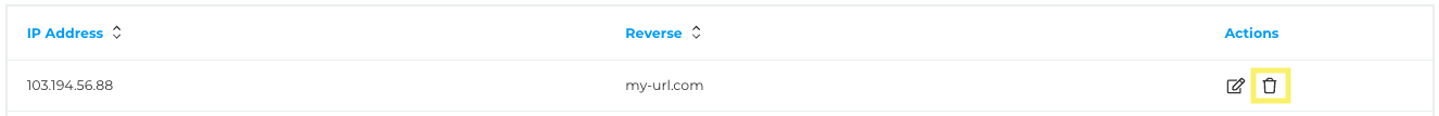 Reverse DNS table - Delete entry
