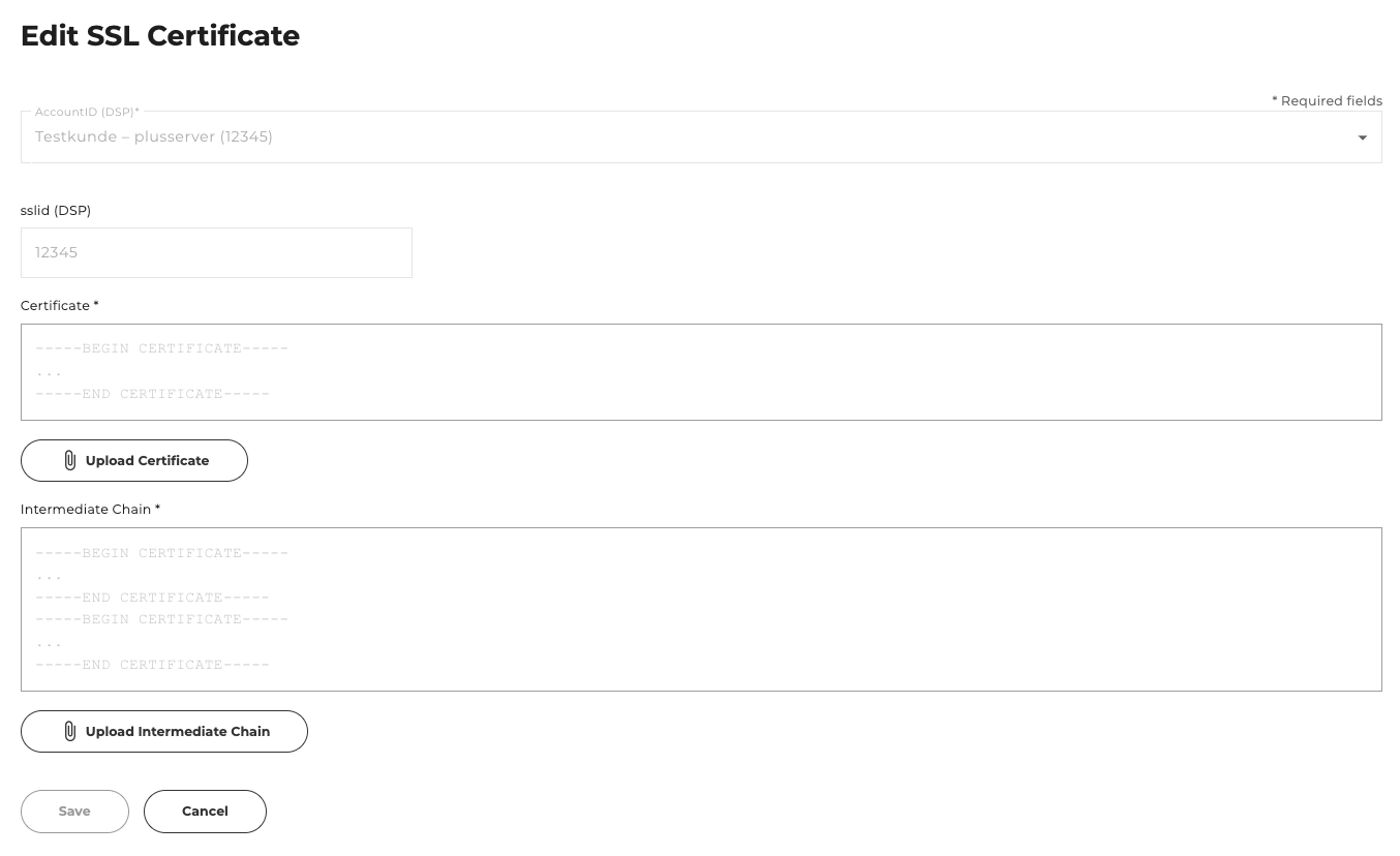 Edit SSL certificate