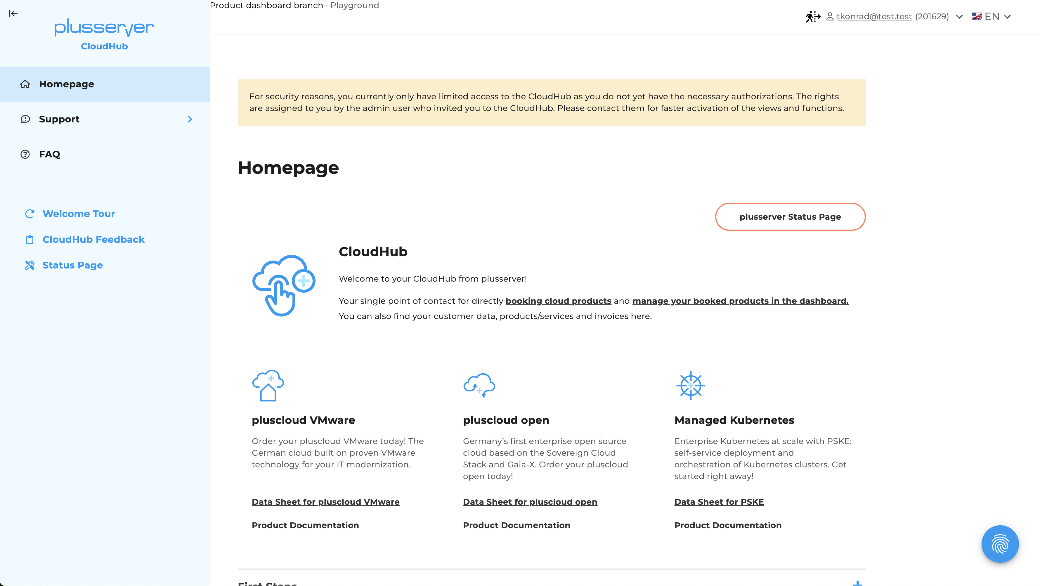CloudHub view with restricted access