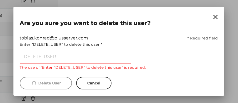 User Management - Confirmation cancellation of an invitation
