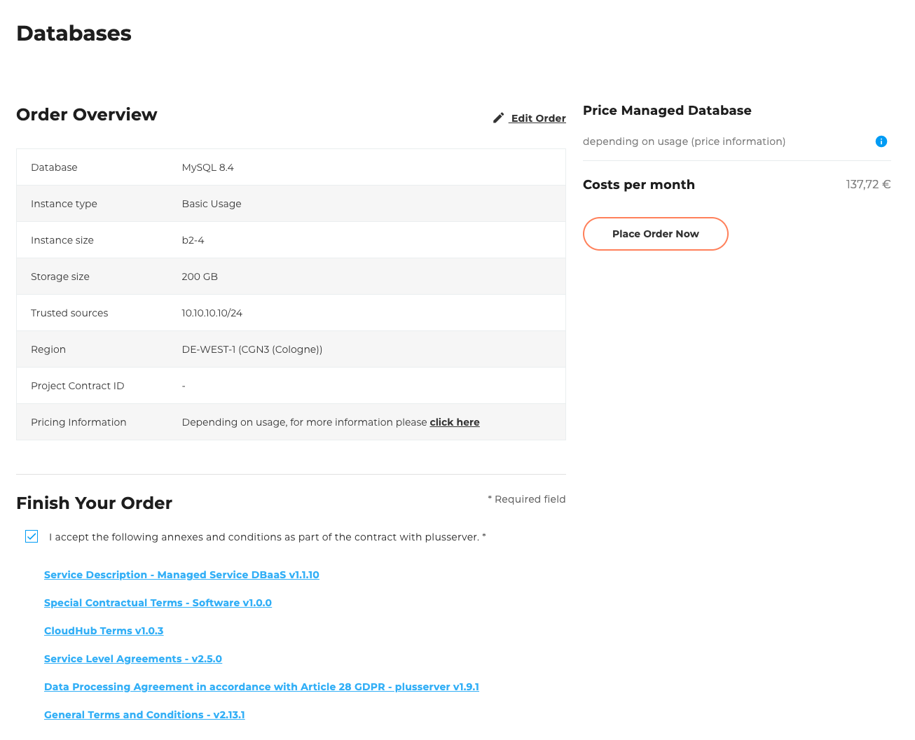 Databases Order Overview