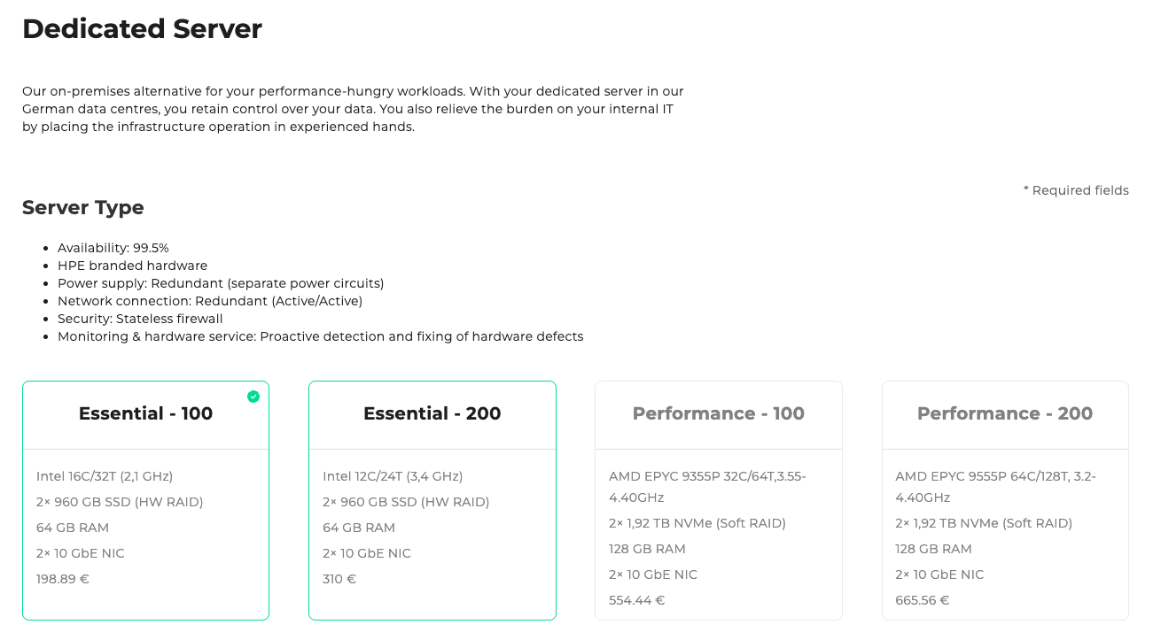 Dedicated Server Type