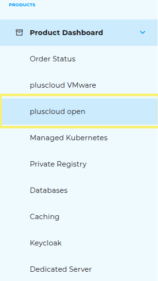 Select the product type in the sidebar