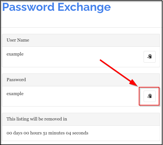 screenshot of example password exchange