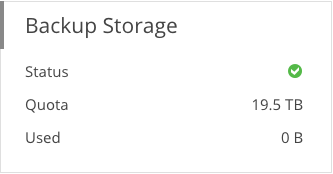 Screenshot: Backup storage widget of the backup portal