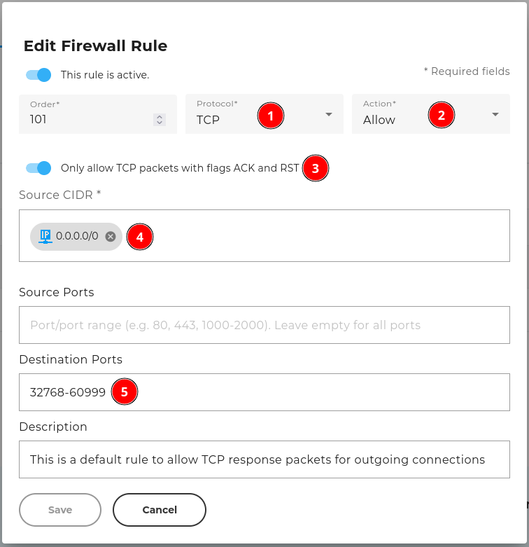 Firewallregel TCP established