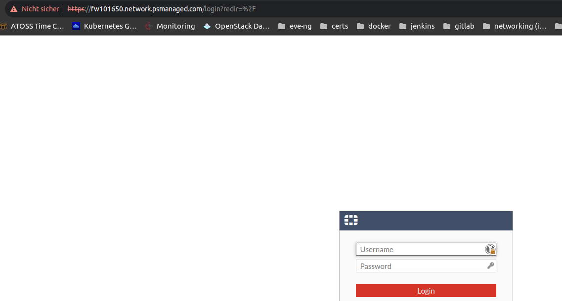 Example login screen