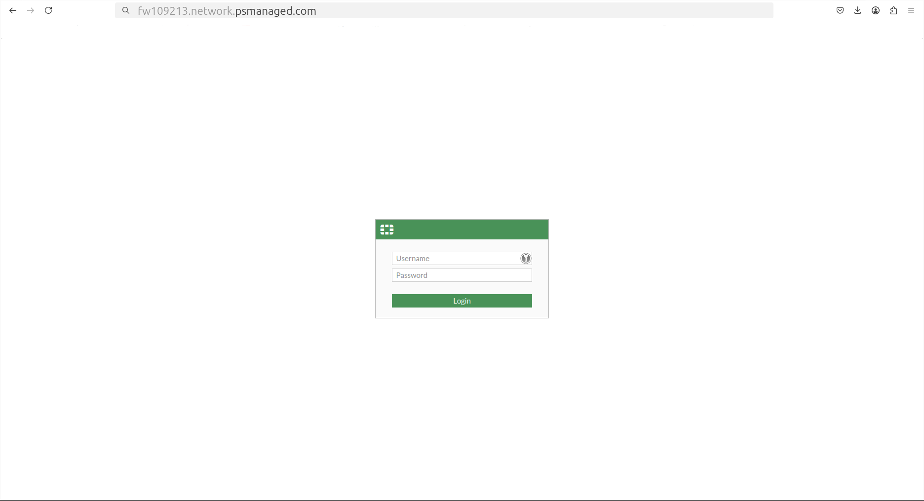 Example login screen