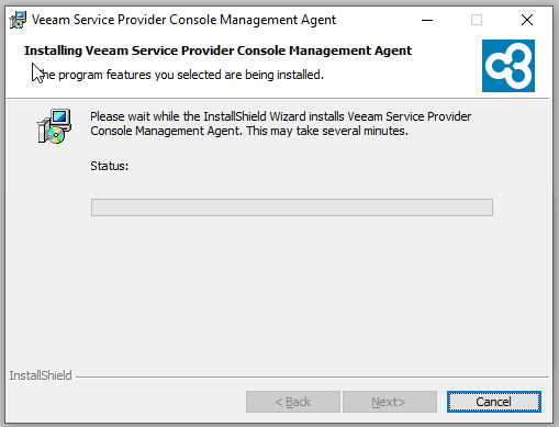 Screenshot: Veeam Service Provider Console Management agent installing