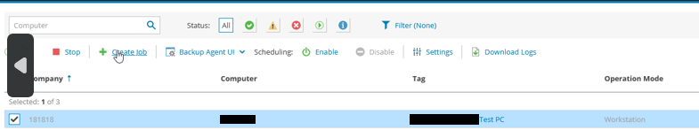 Screenshot: Create new backup job