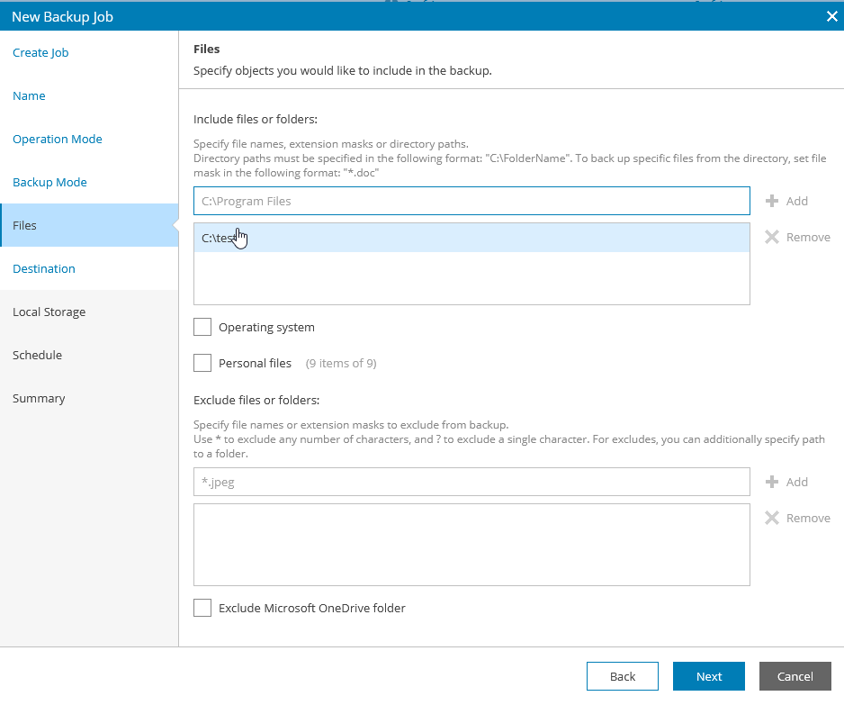 Screenshot: Files - Define file more precisely