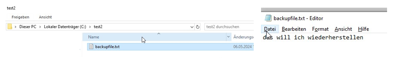 Screenshot: Folder with sample file