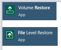 Screenshot: File Level Restore and Volume Restore