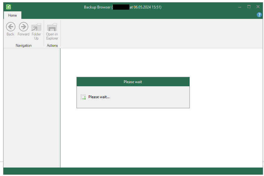 Screenshot: Wizard window Please wait