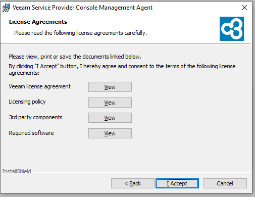 Screenshot: License agreements