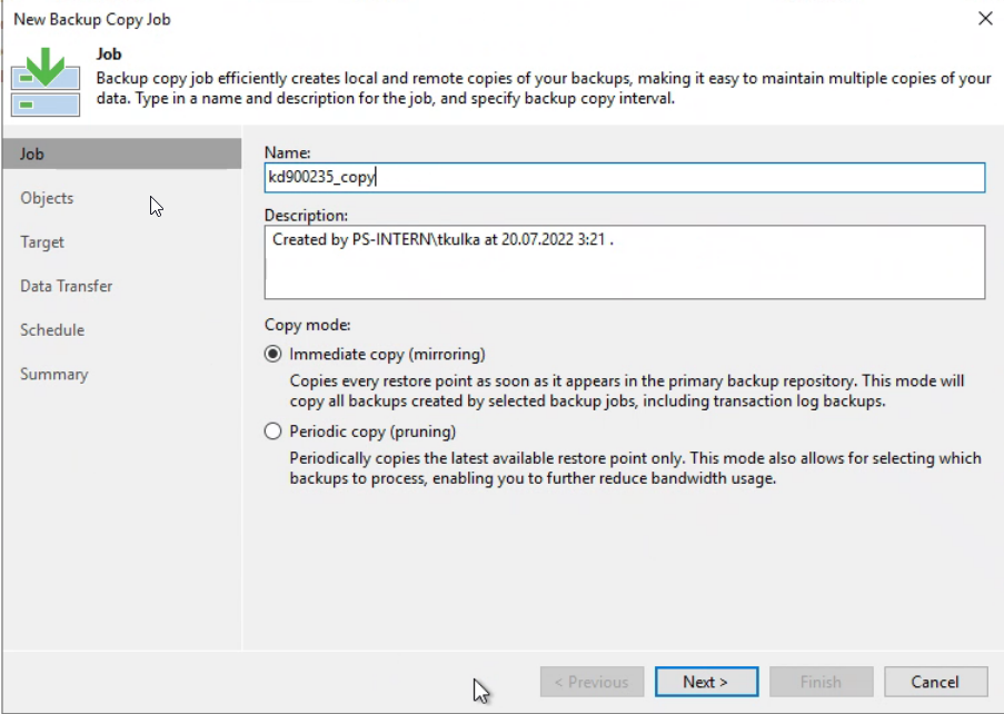 Screenshot: New Backup Copy Job