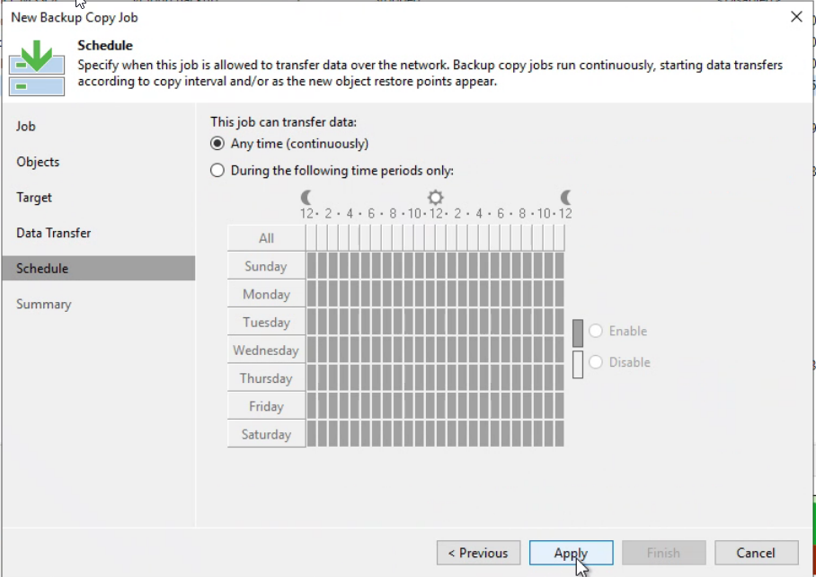 Screenshot: Schedule